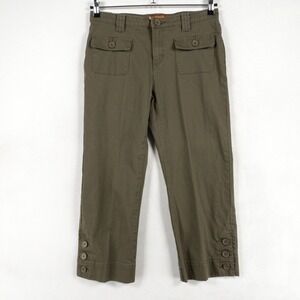 Lee Jeans One True Fit Pants Sz 9/10 Olive Green Cotton Stretch Button Details